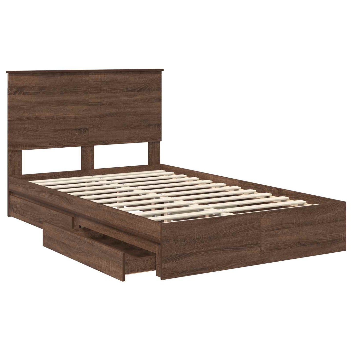 Letto con Contenitore con testiera Rovere Marrone 120 x 200 cm