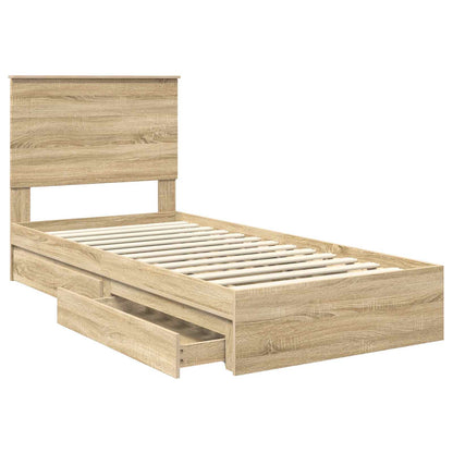Letto con Contenitore con testiera Rovere Sonoma 100 x 200 cm