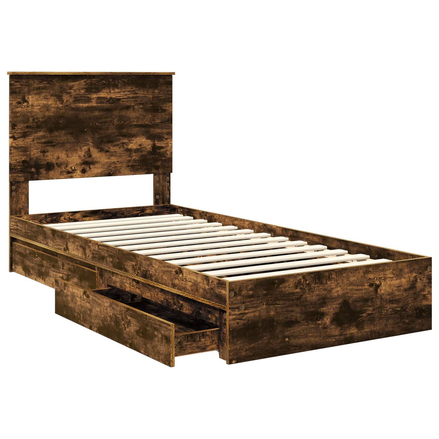 Letto con Contenitore con testiera Rovere fumÃ© 100 x 200 cm