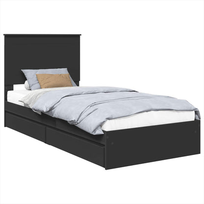 Letto con Contenitore Nero 90 x 190 cm Legno multistrato