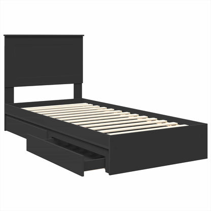 Letto con Contenitore Nero 90 x 190 cm Legno multistrato