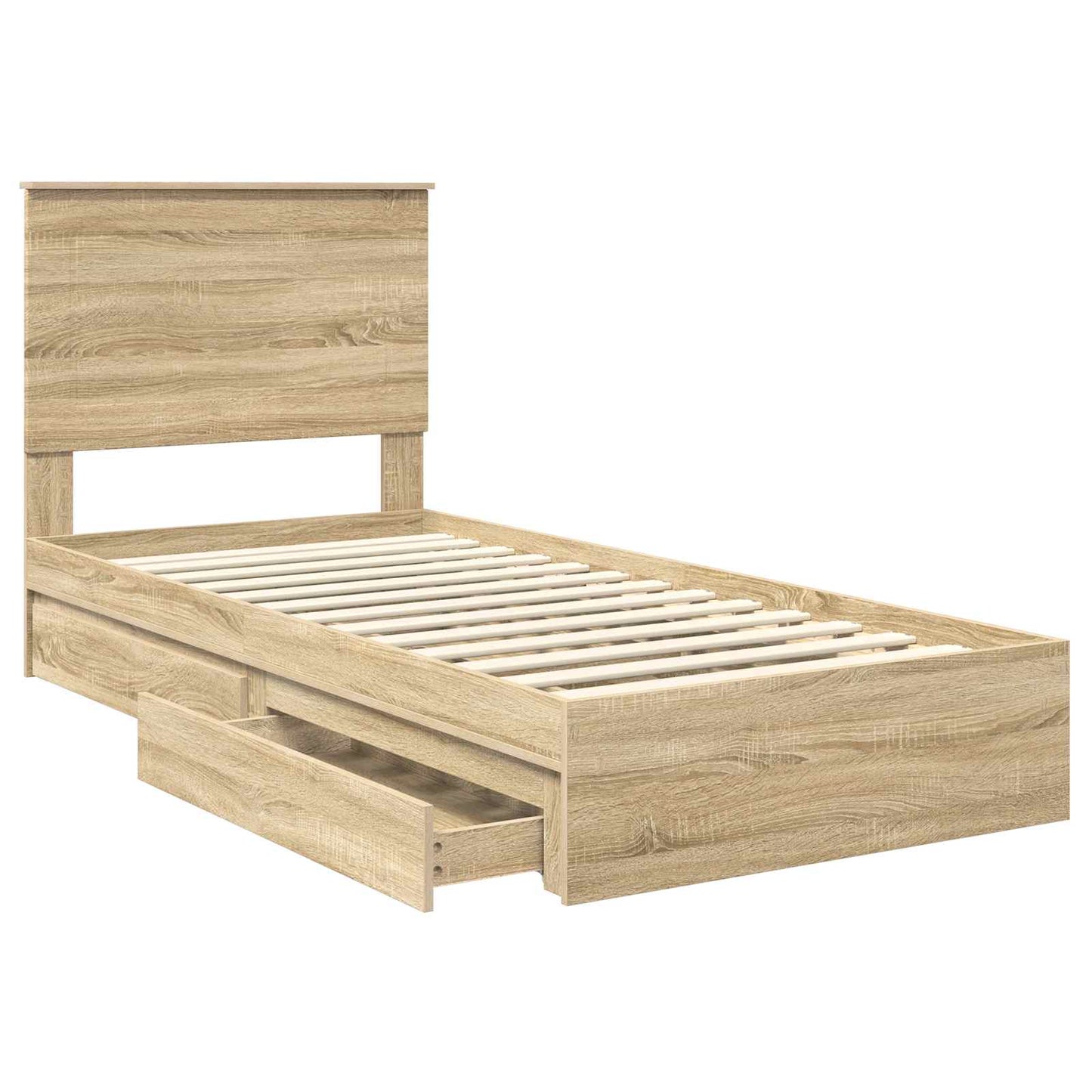 Letto con Contenitore con testiera Rovere Sonoma 90 x 190 cm