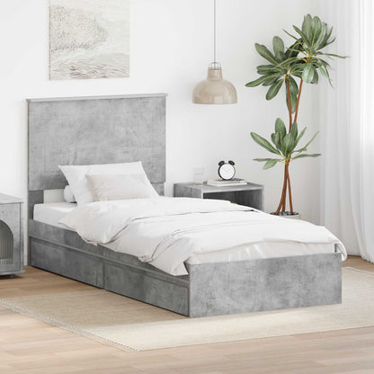 Letto con Contenitore con testiera Grigio cemento 90 x 190 cm