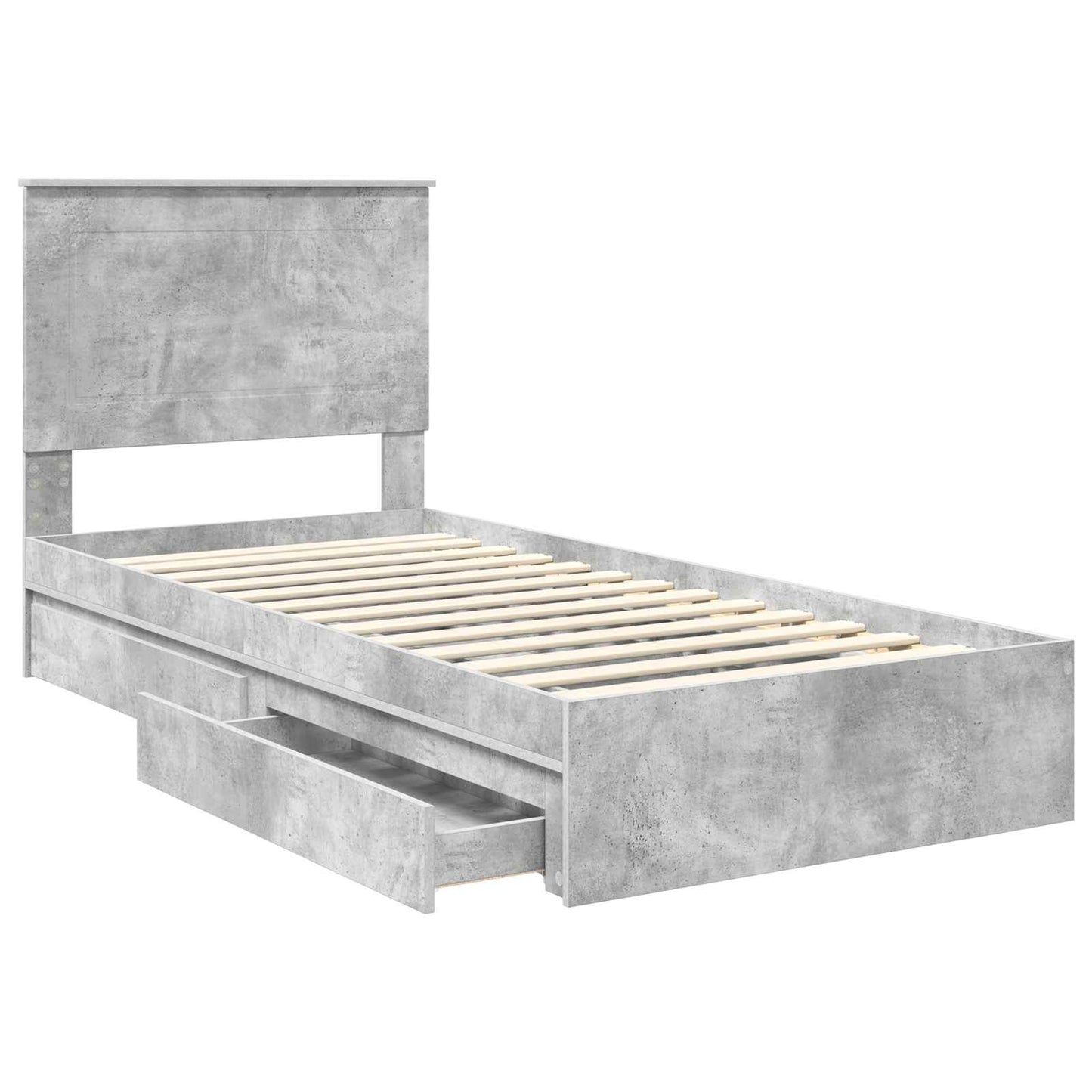 Letto con Contenitore con testiera Grigio cemento 90 x 190 cm