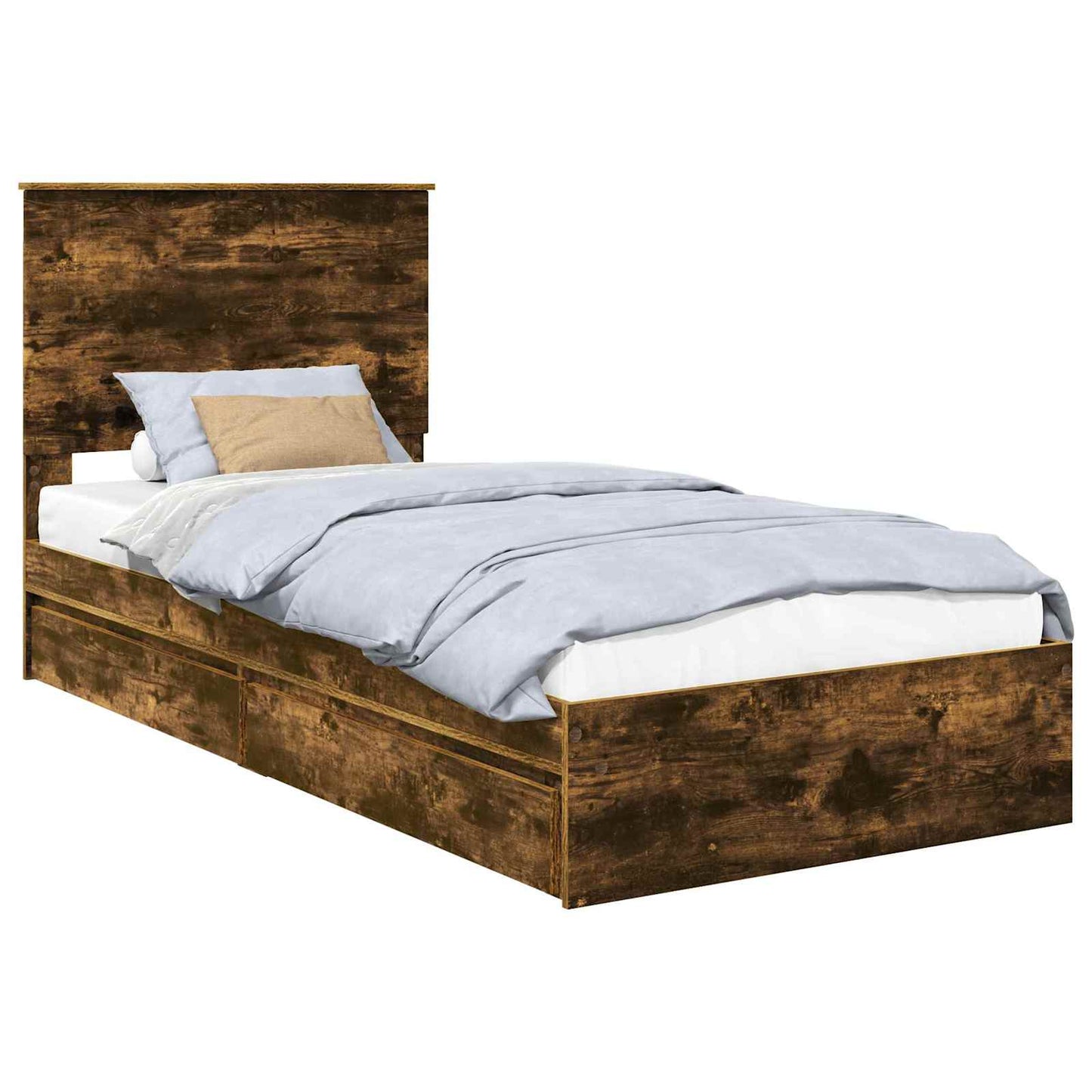 Letto con Contenitore Rovere fumÃ© 90 x 190 cm Legno multistrato