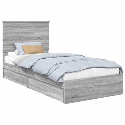 Letto con Contenitore con testiera Grigio Sonoma 90 x 190 cm