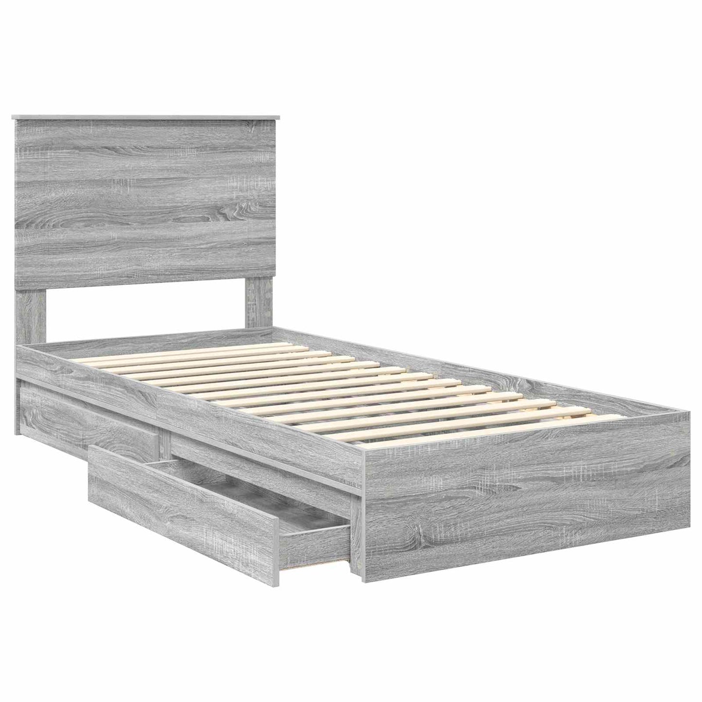Letto con Contenitore con testiera Grigio Sonoma 90 x 190 cm