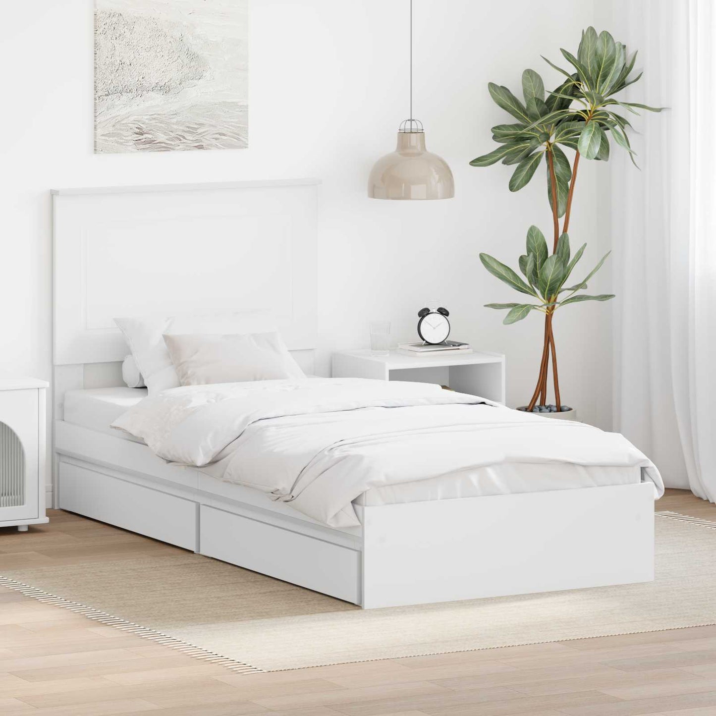 Letto con Contenitore Bianco 90 x 200 cm Legno multistrato