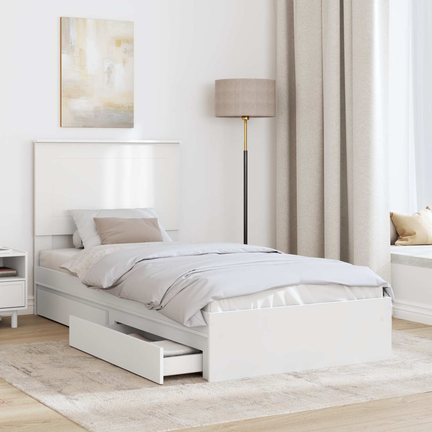 Letto con Contenitore Bianco 90 x 200 cm Legno multistrato