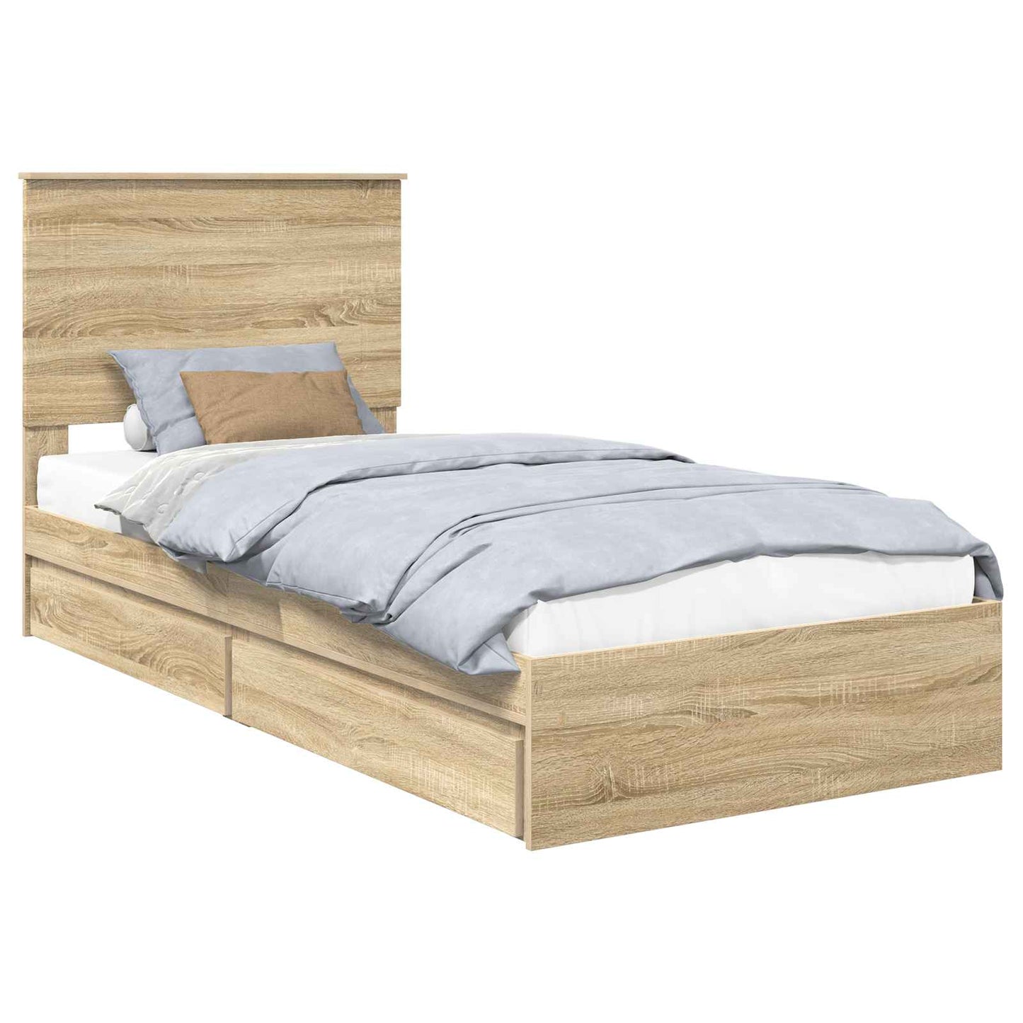 Letto con Contenitore con testiera Rovere Sonoma 90 x 200 cm