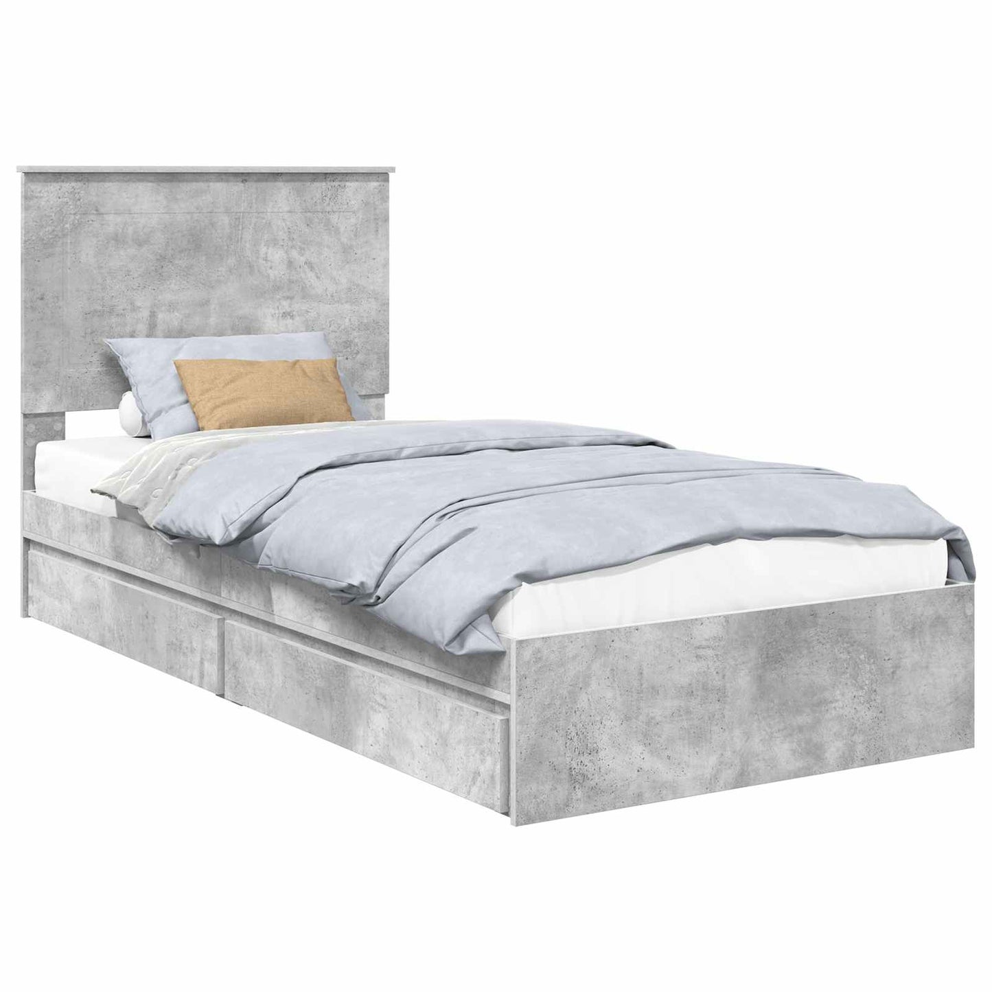 Letto con Contenitore con testiera Grigio cemento 90 x 200 cm