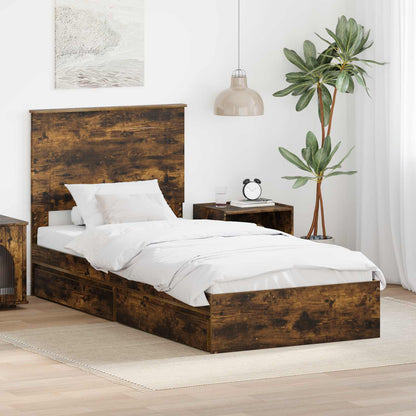 Letto con Contenitore Rovere fumÃ© 90 x 200 cm Legno multistrato