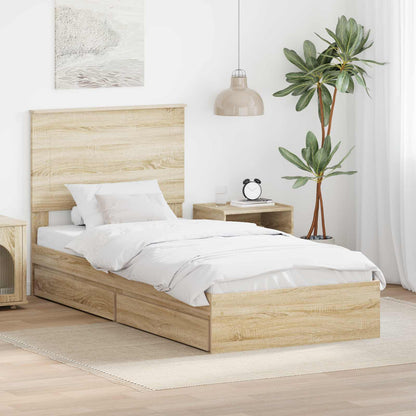 Letto con Contenitore con testiera Rovere Sonoma 75 x 190 cm