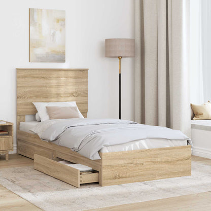 Letto con Contenitore con testiera Rovere Sonoma 75 x 190 cm