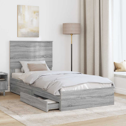 Letto con Contenitore con testiera Grigio Sonoma 75 x 190 cm