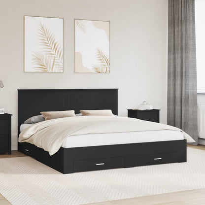 Struttura del letto con testiera Nero e Argento 200 x 200 cm