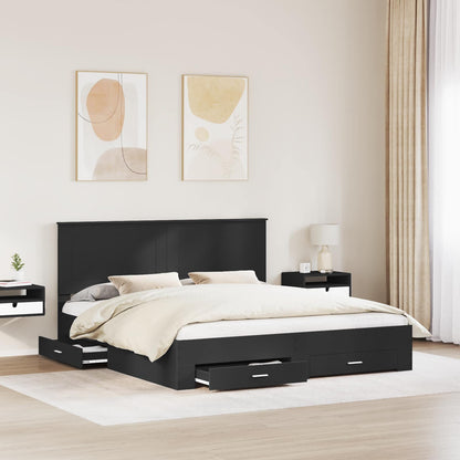 Struttura del letto con testiera Nero e Argento 200 x 200 cm