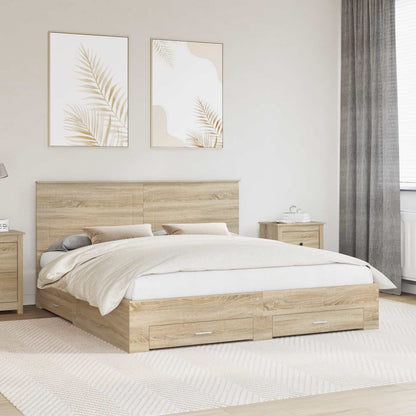 Struttura del letto con testiera Rovere Sonoma 200 x 200 cm