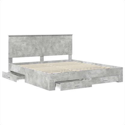 Struttura del letto con testiera Grigio cemento 200 x 200 cm