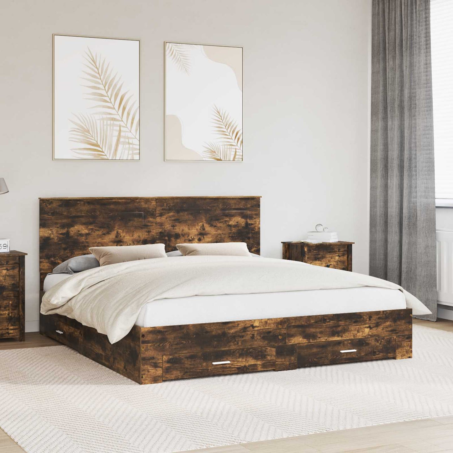 Struttura del letto Rovere fumÃ© 200 x 200 cm Legno multistrato