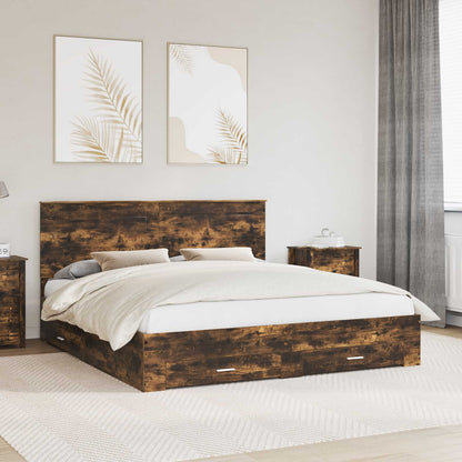 Struttura del letto Rovere fumÃ© 200 x 200 cm Legno multistrato