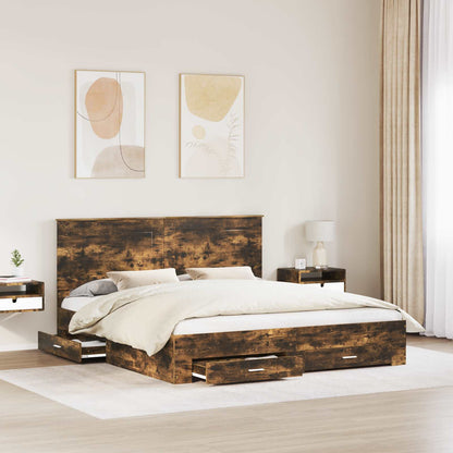 Struttura del letto Rovere fumÃ© 200 x 200 cm Legno multistrato