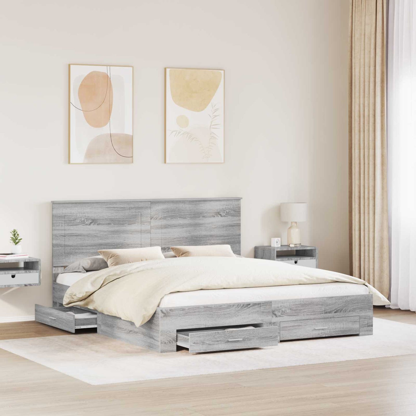 Struttura del letto con testiera Grigio Sonoma 200 x 200 cm