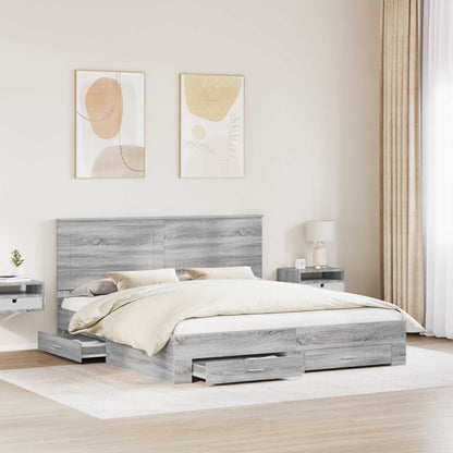 Struttura del letto con testiera Grigio Sonoma 200 x 200 cm