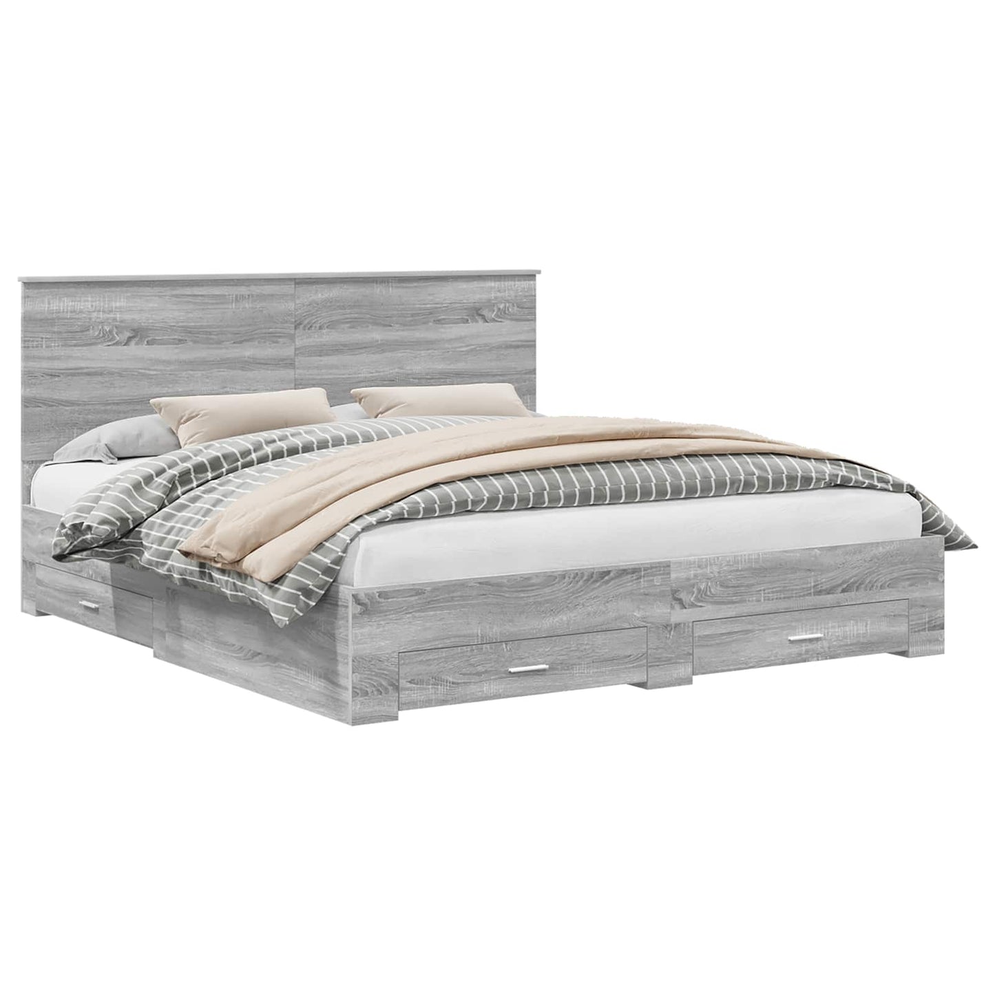 Struttura del letto con testiera Grigio Sonoma 200 x 200 cm