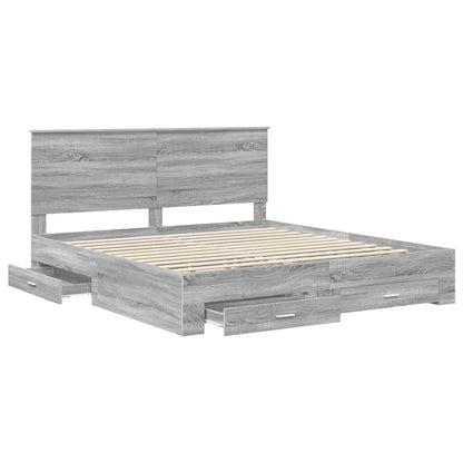 Struttura del letto con testiera Grigio Sonoma 200 x 200 cm