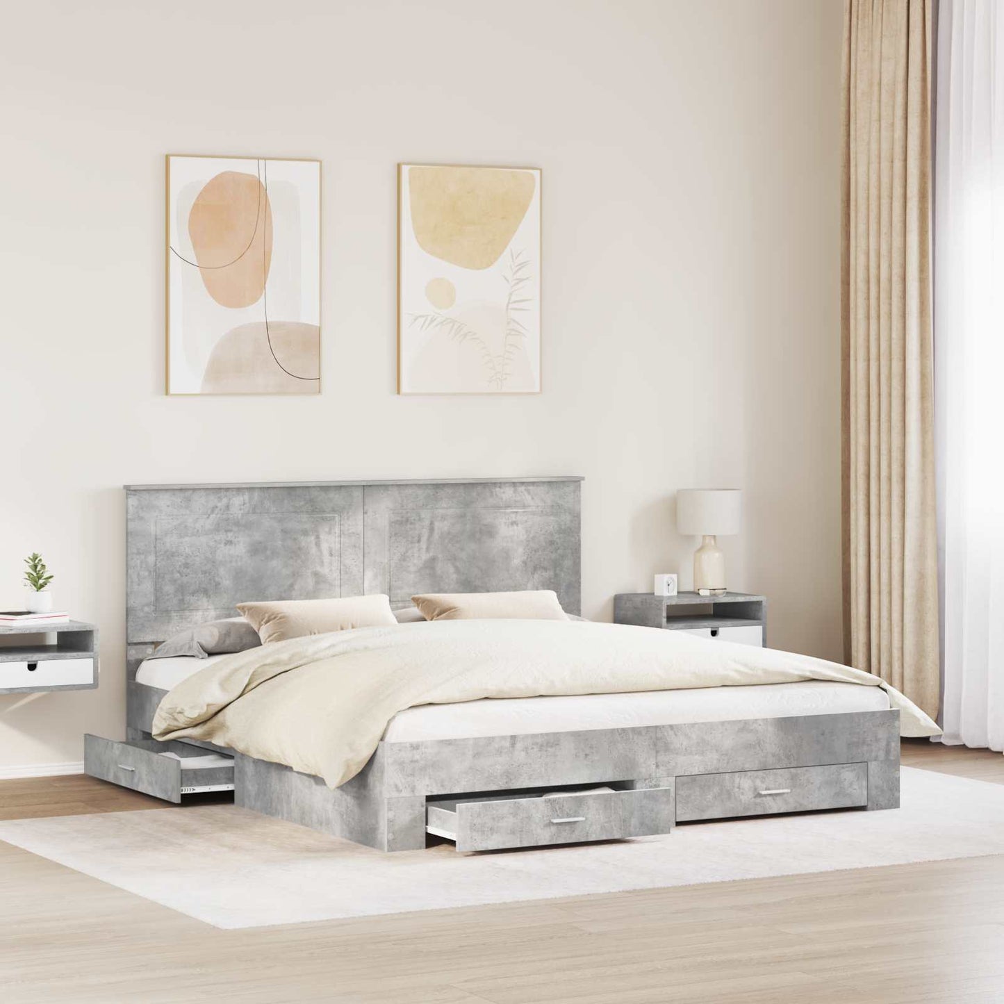 Struttura del letto con testiera Grigio cemento 180 x 200 cm