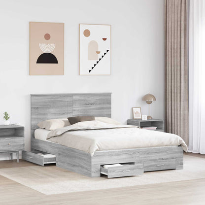 Struttura del letto con testiera Grigio Sonoma 160 x 200 cm