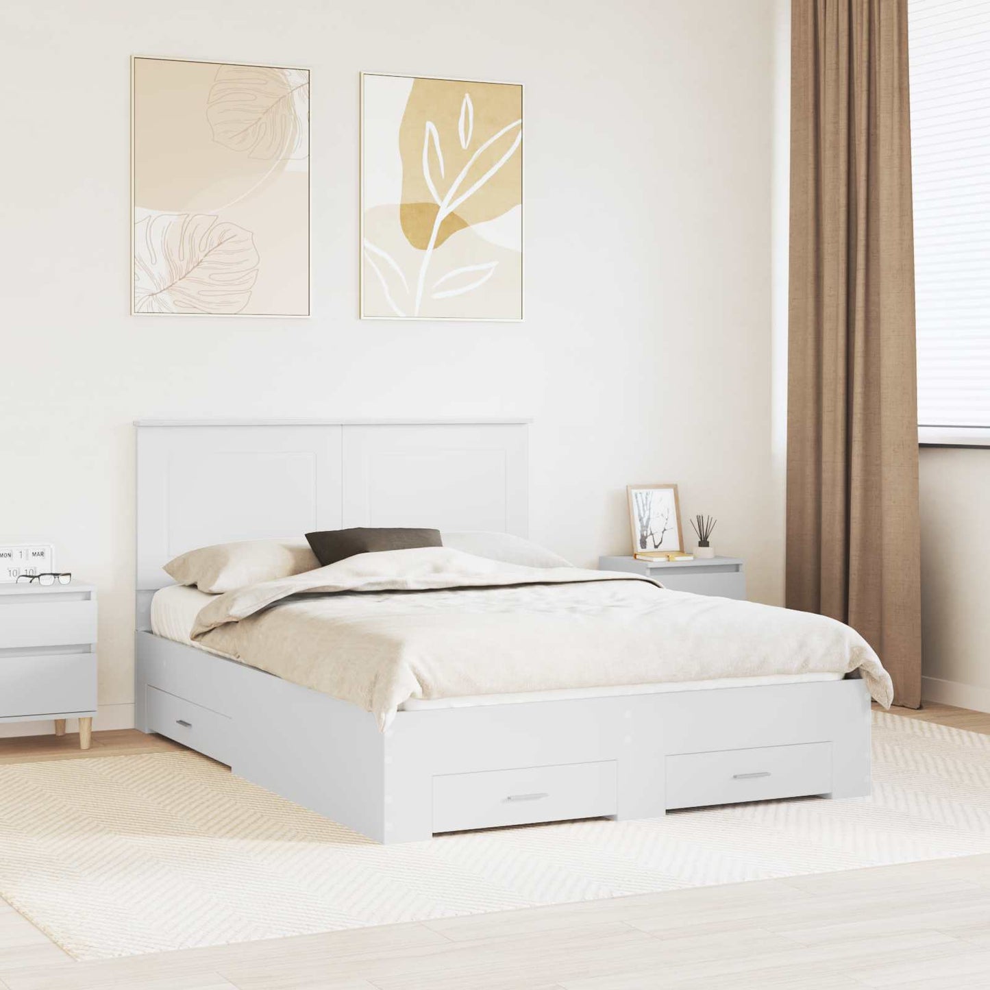 Struttura del letto Bianco 150 x 200 cm Legno multistrato