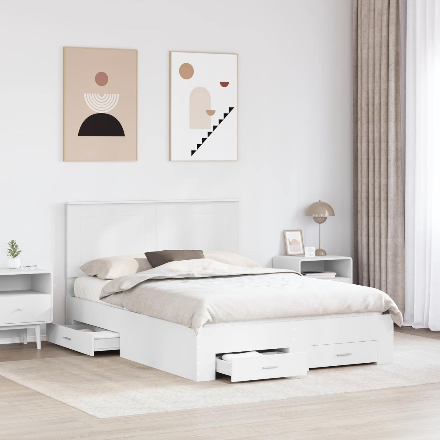 Struttura del letto Bianco 150 x 200 cm Legno multistrato