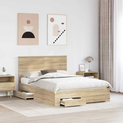 Struttura del letto con testiera Rovere Sonoma 150 x 200 cm