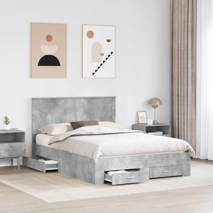 Struttura del letto con testiera Grigio cemento 150 x 200 cm