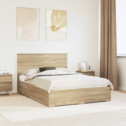 Struttura del letto con testiera Rovere Sonoma 140 x 190 cm