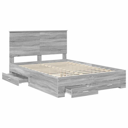 Struttura del letto con testiera Grigio Sonoma 140 x 200 cm