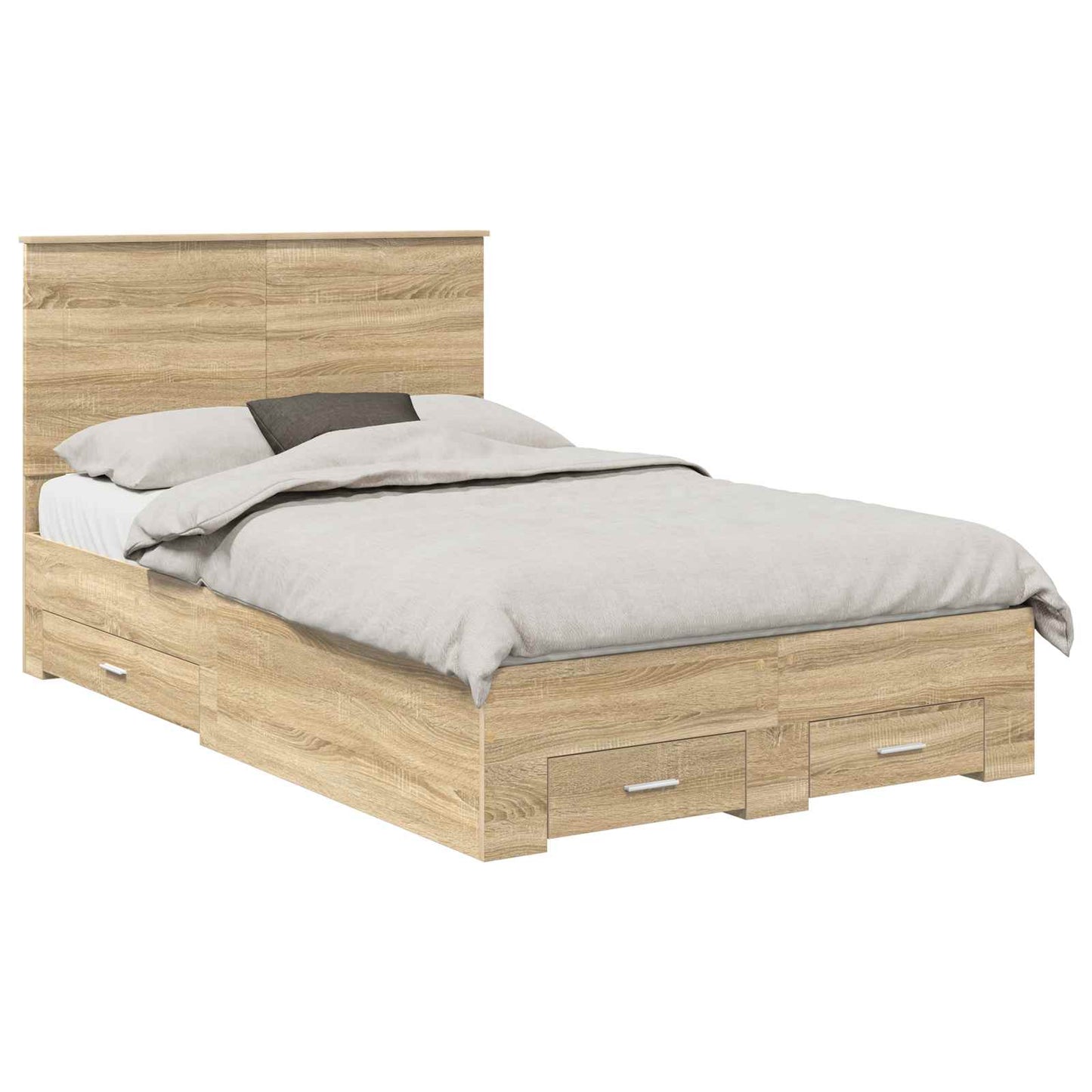 Struttura del letto con testiera Rovere Sonoma 135 x 190 cm