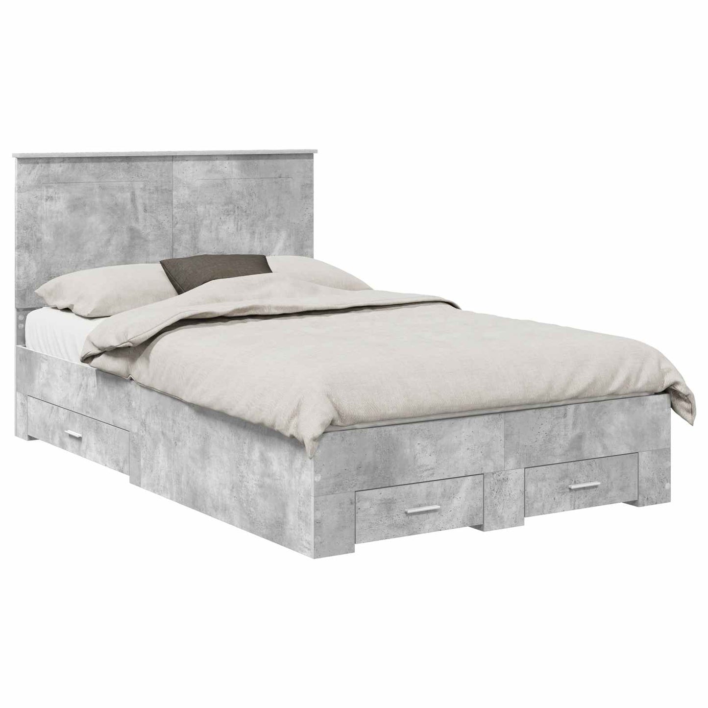 Struttura del letto con testiera Grigio cemento 135 x 190 cm