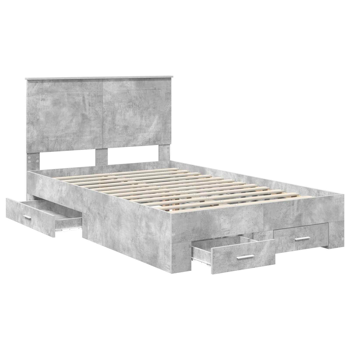 Struttura del letto con testiera Grigio cemento 135 x 190 cm