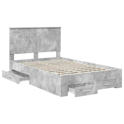 Struttura del letto con testiera Grigio cemento 135 x 190 cm