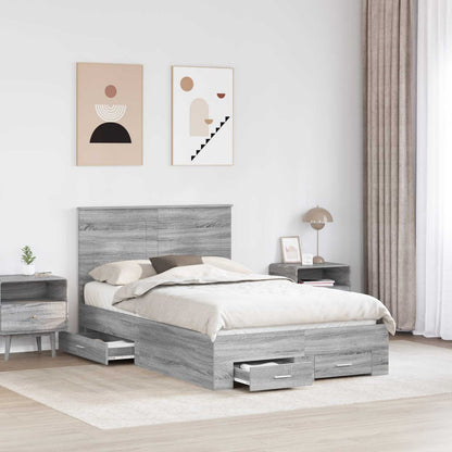 Struttura del letto con testiera Grigio Sonoma 135 x 190 cm