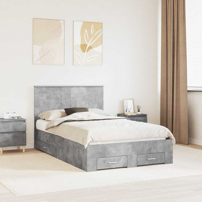 Struttura del letto con testiera Grigio cemento 120 x 190 cm