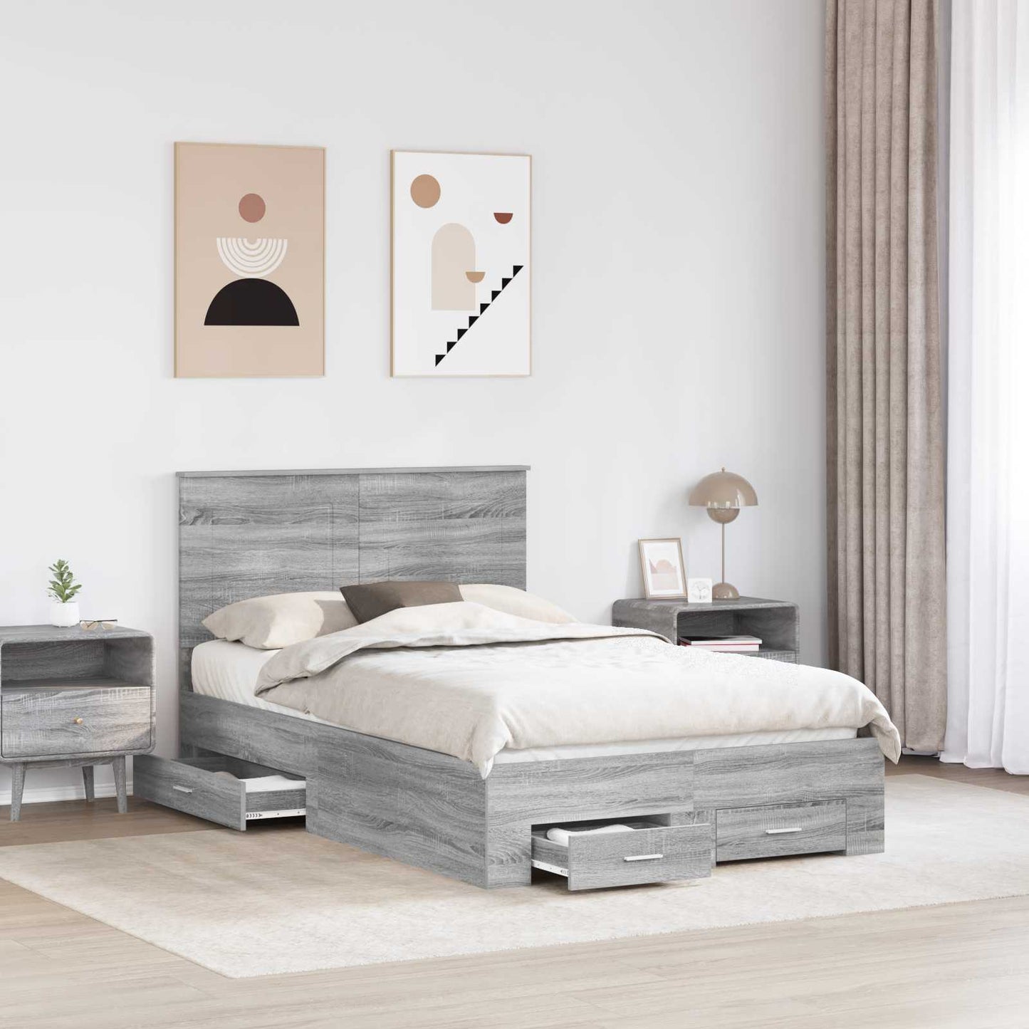 Struttura del letto con testiera Grigio Sonoma 120 x 190 cm