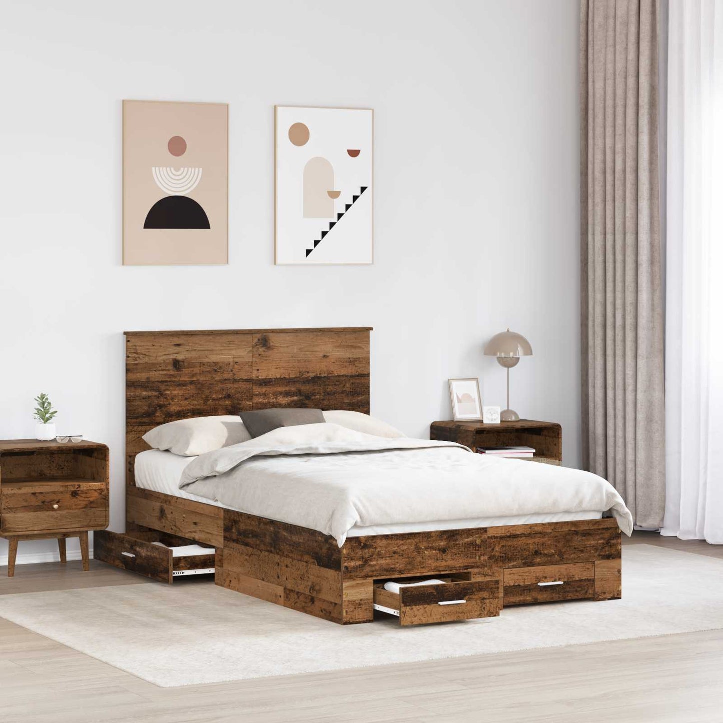 Struttura del letto con testiera Legno vecchio 120 x 190 cm