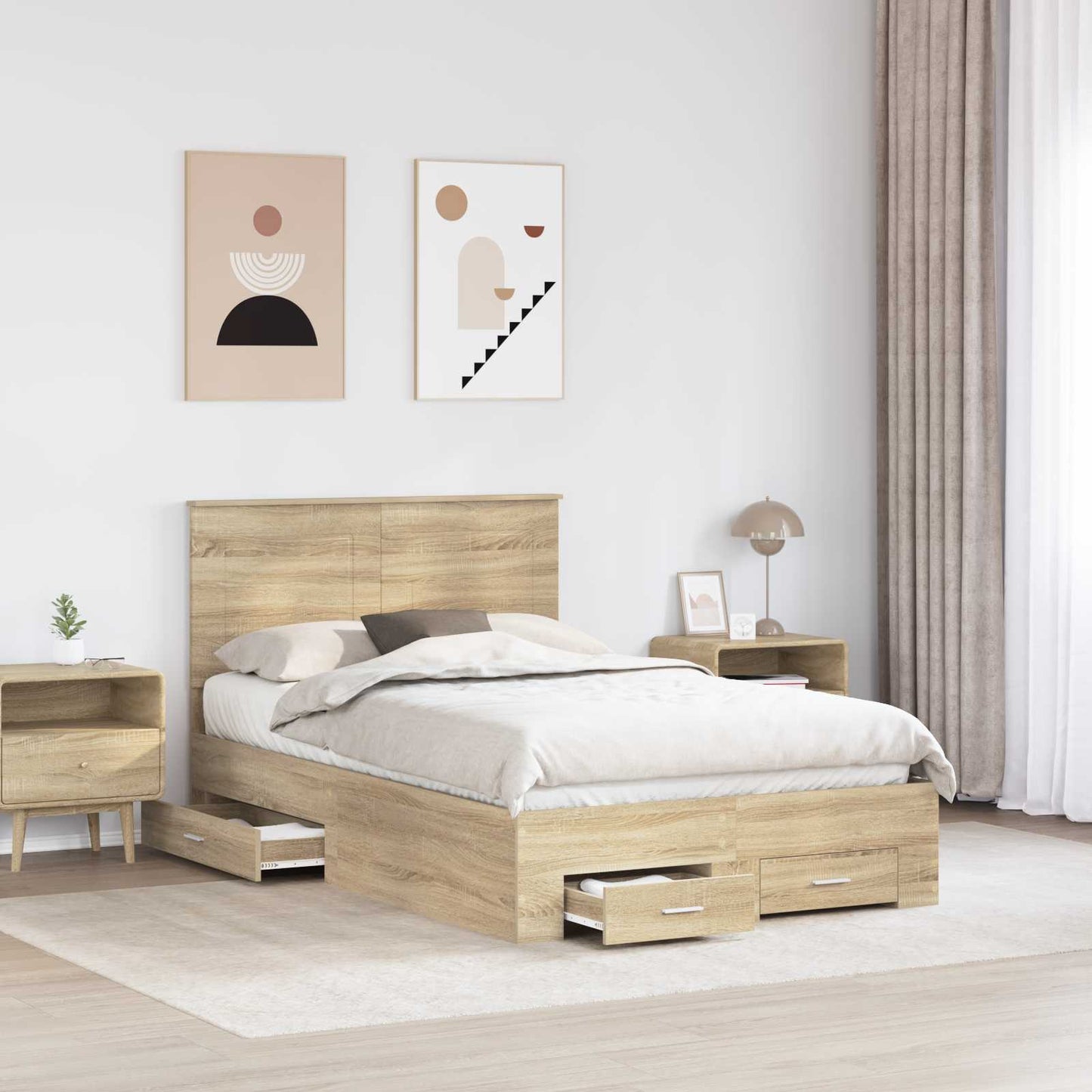 Struttura del letto con testiera Rovere Sonoma 120 x 200 cm