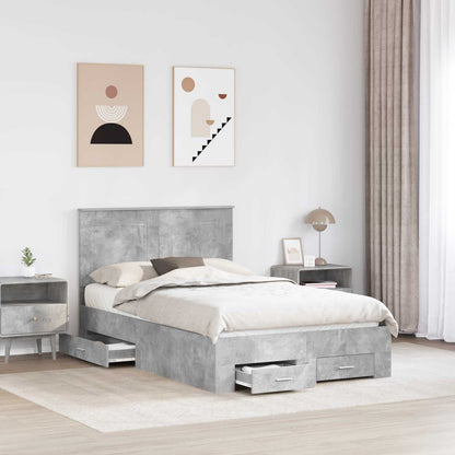Struttura del letto con testiera Grigio cemento 120 x 200 cm