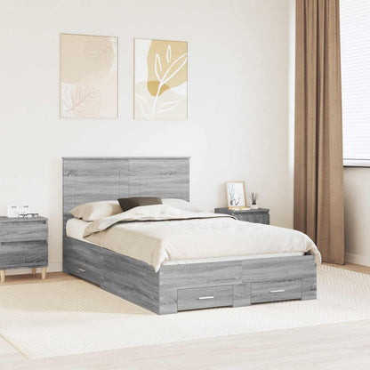Struttura del letto con testiera Grigio Sonoma 120 x 200 cm