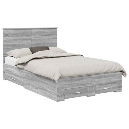 Struttura del letto con testiera Grigio Sonoma 120 x 200 cm